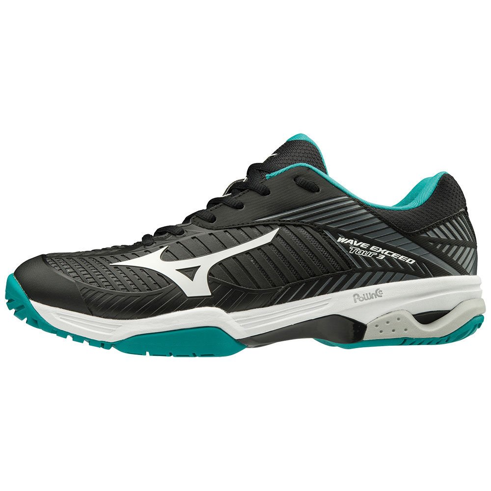 Zapatillas Tenis Mizuno Wave Exceed Tour 3 AC Mujer Negras/Blancas/Azules Comprar IHDK-67984